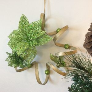 Green and Gold Metal Coiled Christmas Wreath