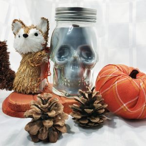 Antique Suitcase 10 Oz Skull Mason Jar Soy Blend Wooden Wick Scented Candle 300g