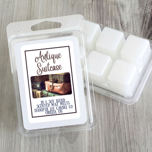 Antique Suitcase | 2.5 Oz 70g | 6 Cavity Traditional Clamshell Wax Melts | Soy |