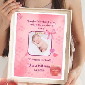 New Born Baby Portrait || Baby Birth Print || Custom Baby Wall Art