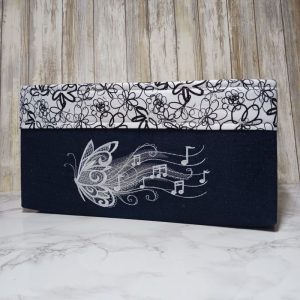 Embroidered SHADOW MUSIC BUTTERFLY - Sturdy Fabric Storage Basket Crisp Cornered