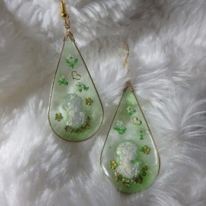 Green Cameo dangle earrings
