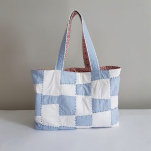 Big Stitch Sashiko Stitched Quilted Market Tote Shoulder Bag
