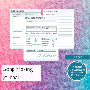 Handmade Soap Making Printable Planner, Melt and Pour Soaps, Handmade Soap Project Tracker