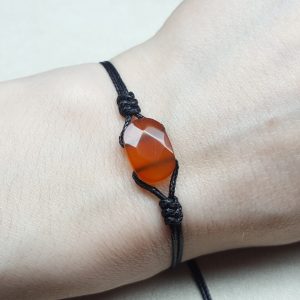 Hand braided Carnelian bracelet - Natural Carnelian crystal on adjustable braided polyester cord