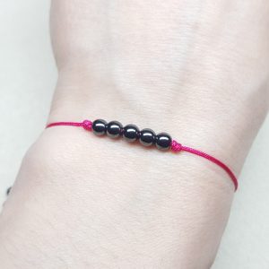 Hematite bracelet - Natural black Hematite gemstones adjustable braided polyester cord bracelet