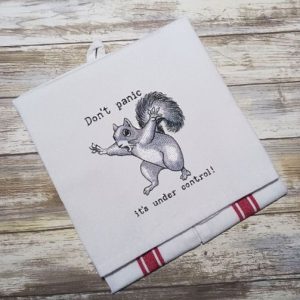 DON’T PANIC – IT’S UNDER CONTROL Embroidered Tea Towel Kitchen Towel Dish Towel