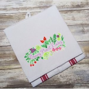 CRAZY PLANT LADY - Embroidered Tea Towel Kitchen Towel Dish Towel