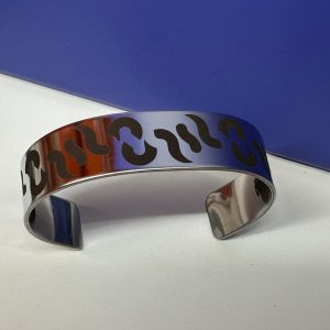 Stainless Steel Bangle - Engraved "Negative Knot #5" design
