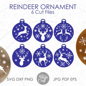 Reindeer Christmas ornament SVG cut file bundle