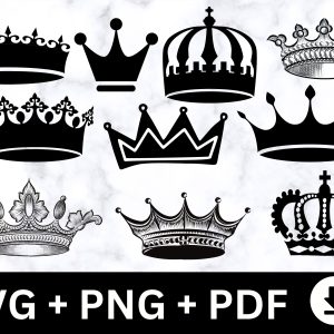 Royal Crown SVG | King & Queen Crown SVG Princess Tiara SVG for Cricut & Silhouette T-Shirt Designs
