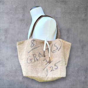 Large upcycled wool growers, burlap wool-gathering tote bag, shopping bag, carry all, market