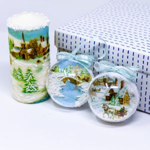 Holiday Cheer Christmas Set with Candles - Festive New Year Decor & Gift Idea