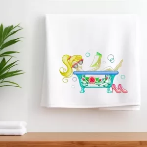STIPPLE BUBBLE BATH - Embroidered Hand Towel for Bathroom • Decorative Towel