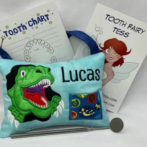 Dino Tooth Fairy Pillow by Tooth Fairy Tess