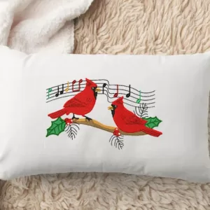 SONGBIRD CARDINALS - Embroidered Decorative Pocket Pillow Case Cushion Cover, Room Decor
