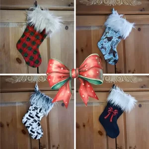 🎅 CHRISTMAS STOCKING SOCK for family, friends and for pets with faux fur trim