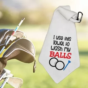 I USE THIS TOWEL TO WASH MY BALLS - Embroidered Golf Towel, Golf Ball Towel, Microfiber ToweL