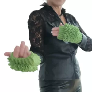 Knit Fingerless Loop Designer Gloves Mittens Arm Warmers Glovelets Green