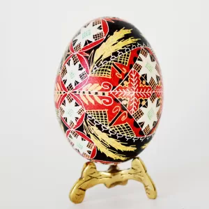 Pysanka Ukrainian Easter egg wheat pattern design red yellow black colors