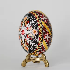 Ukrainian Pysanka Easter egg handmade on real chicken eggshell cross and pussy willow pattern