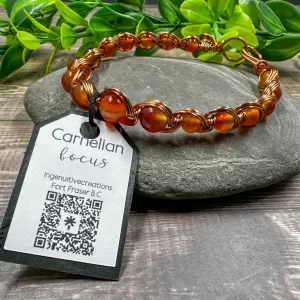 Carnelian Copper Wrap Bracelet, Adjustable Copper Bangle Bracelet