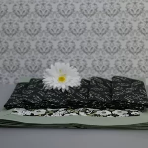 Green Floral Material Placemat Set & Complimenting Napkins.