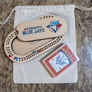 Mini cribbage board with pegs & storage - Toronto Blue Jays