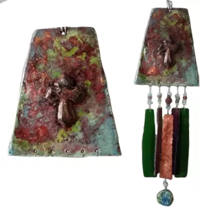 Celtic Cross Ceramic & Glass Wind Chime Mobile .2