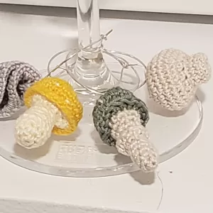 Crochet Wine Charms Mushroom