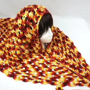 Openwork massive shawl, multi-colored crochet. MC1
