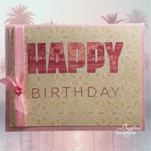 Happy Birthday Card with Palm Trees – Handmade Tropical Greeting – Vacation Friend Birthday Card